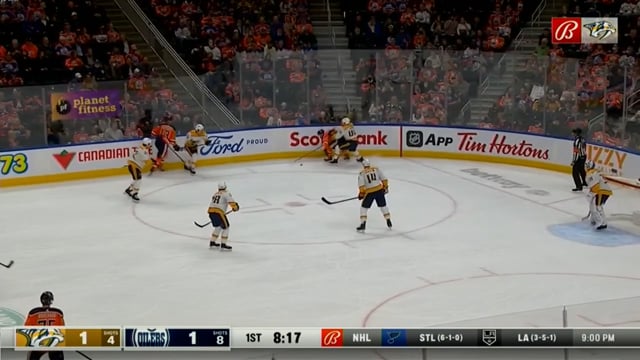 McDavid Protects Puck and Beats Defender Off the Wall